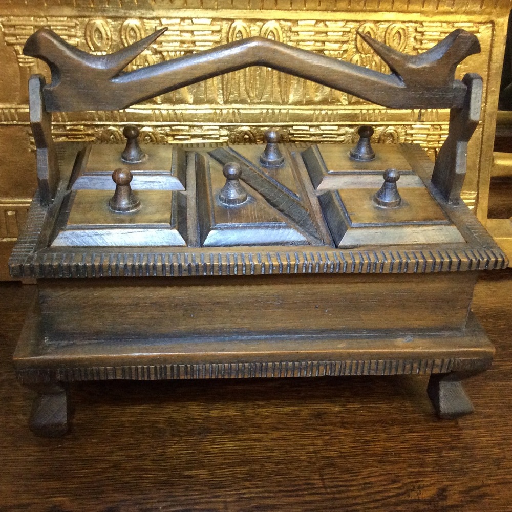 Old handcrafted folk art wooden box